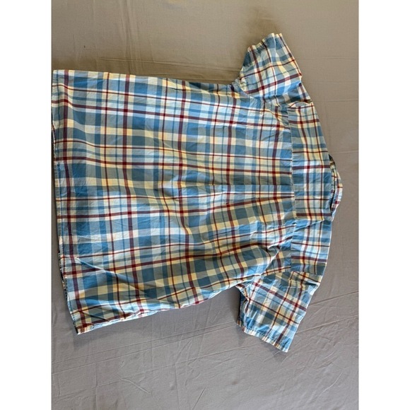 Patagonia Shirt XL Button Up Mens Short Sleeve Organic Cotton Blue Maroon White - Picture 11 of 12